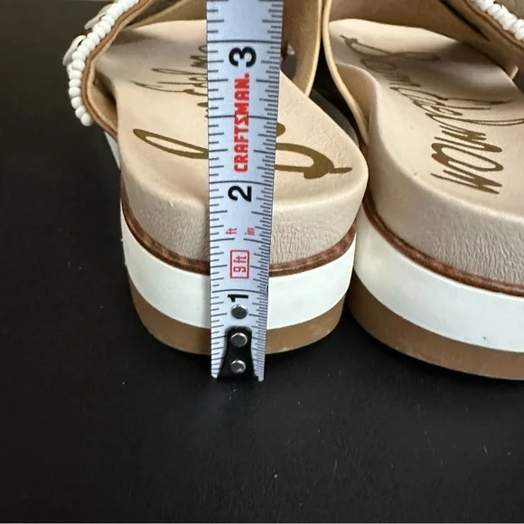 Sam Edelman Sandals Womens 7M Audrea Slide Slip On Shoes Shells Beads Platform - Picture 3 of 10